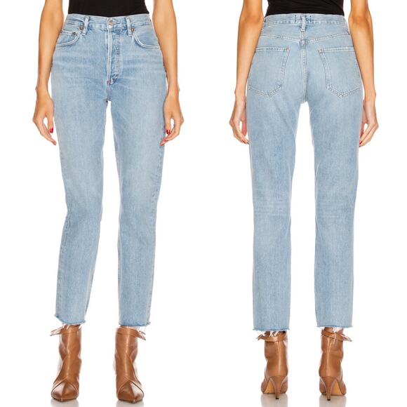 AGOLDE Remy High Rise Straight Jeans Women’s Size 23 Renewable Raw Hem - Picture 1 of 6